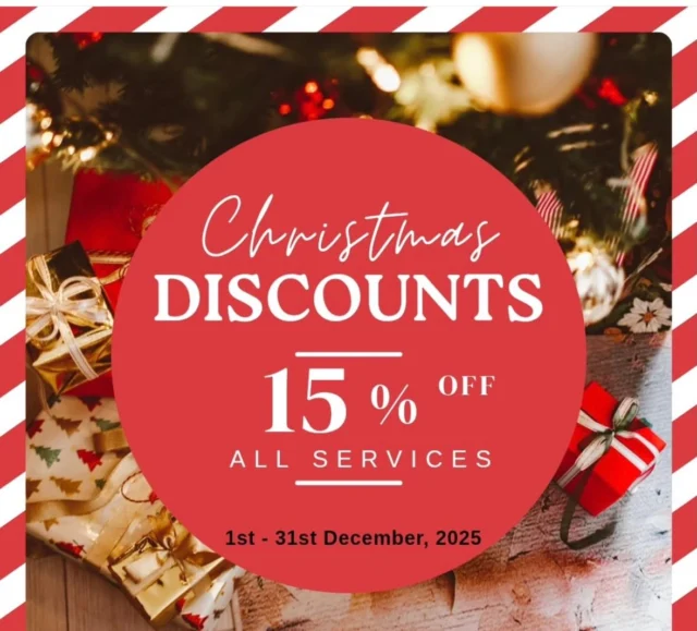 🎅 Christmas Beauty Sale 🎅
                                       All services ➝ 15% OFF
                                       Because the best gifts are the ones that make you feel gorgeous! 💄💆‍♀️✨
                                       Book your holiday appointment before slots fill up! 🎁Available from 12/12/2025 to 30/12/2025